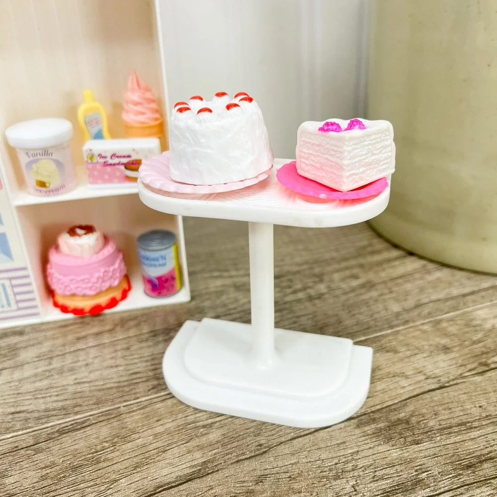 Barbie Sweet Shop Playset Ice Cream Counter Chairs Cake Accessories Lot